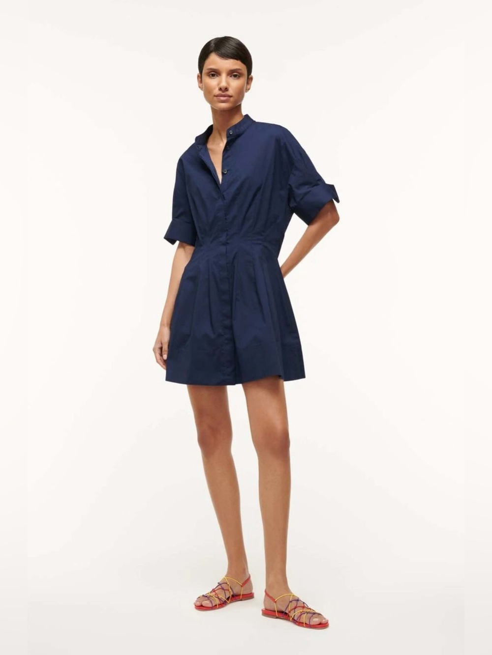 NWT STAUD Mini Lorenza Dress - Navy Blue